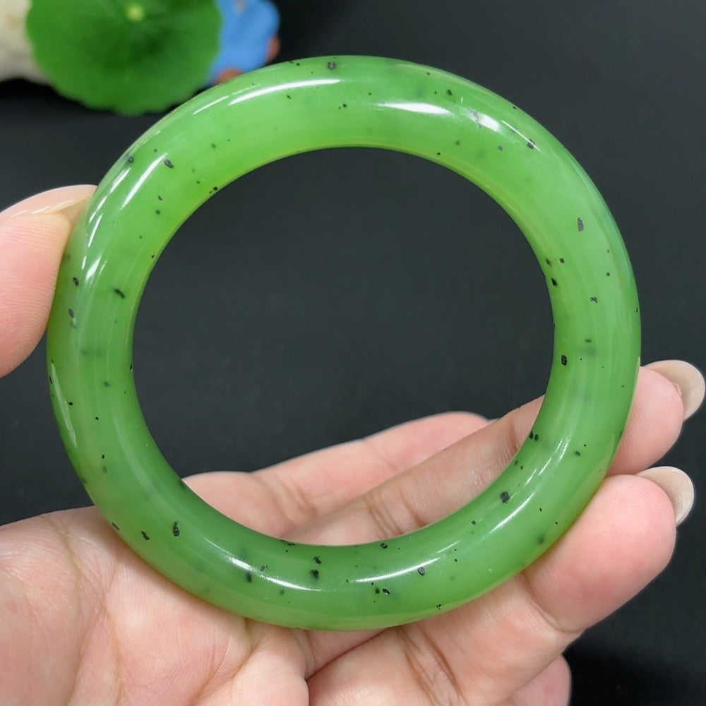 Hetian Jade Green Jade Round Bracelet