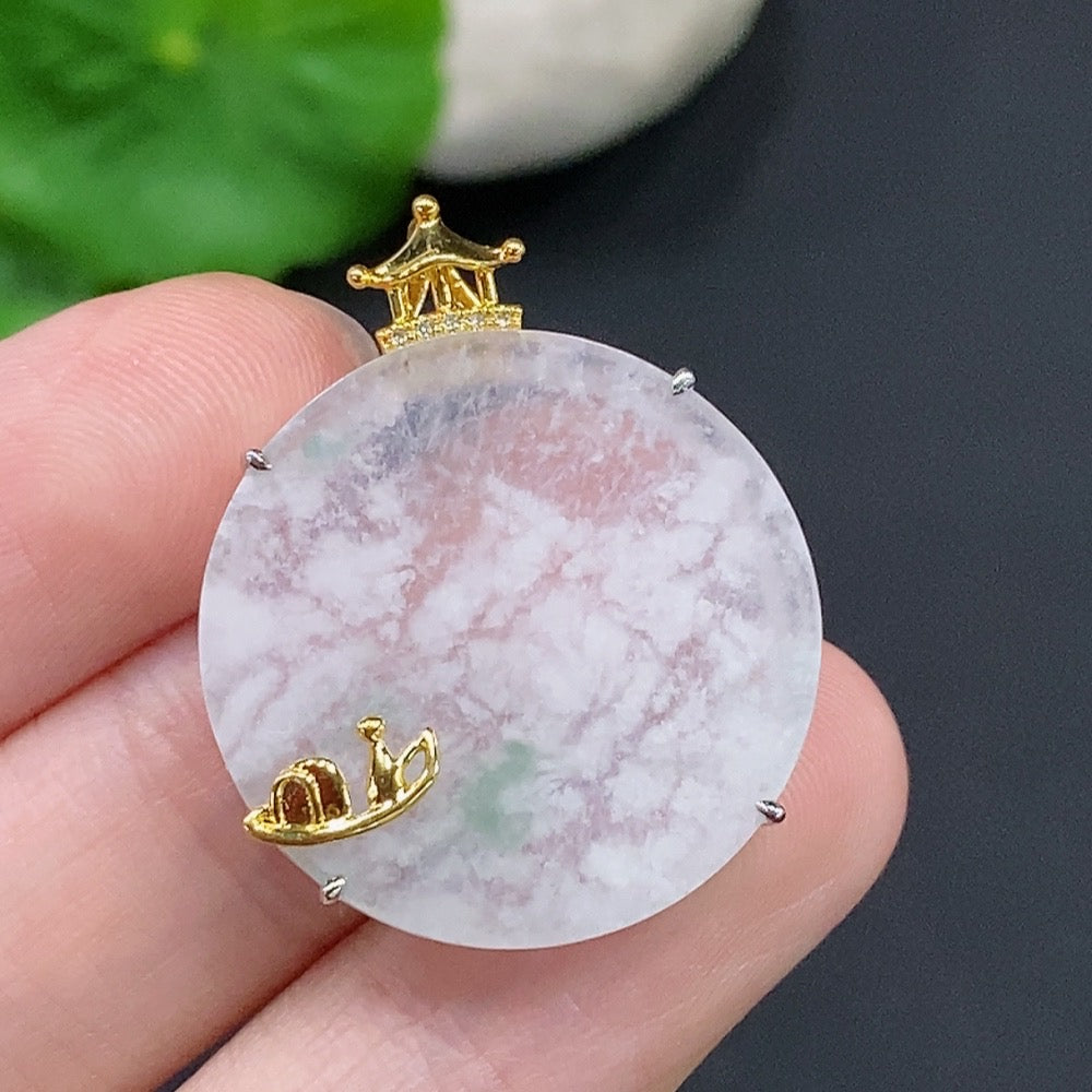 Jadeite Plain Pendant 18k Gold Total Weight Approx. 3.6g