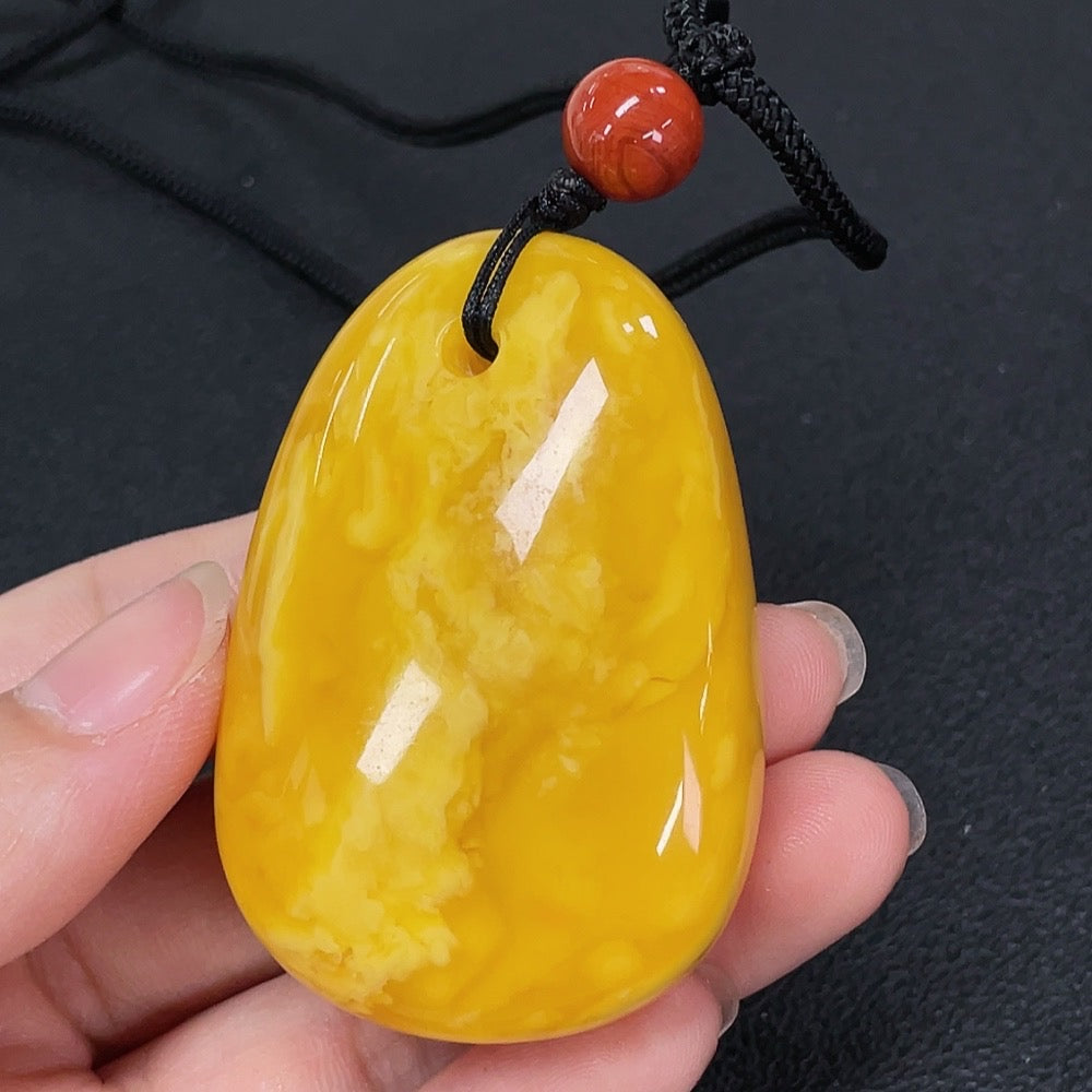 Amber Beeswax Pendant, Stones May Not Be Natural