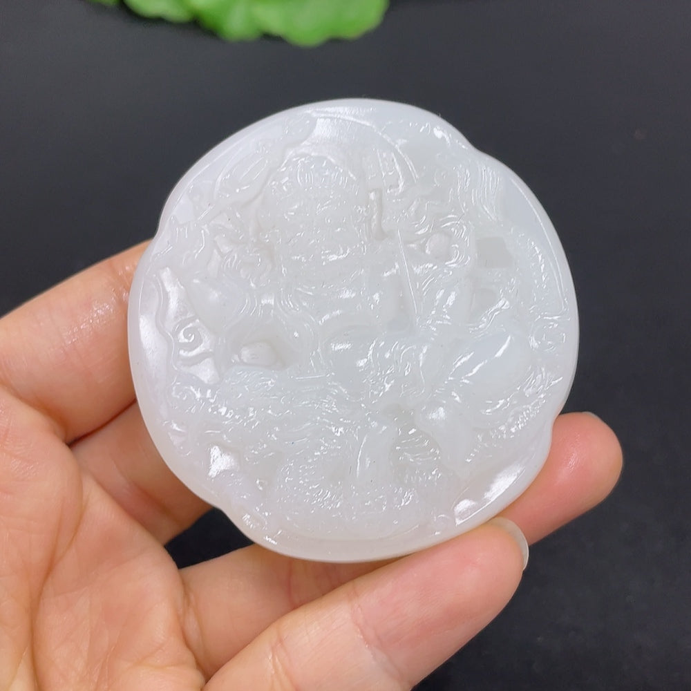 Hetian Jade Pendant - Fudō Myōō, Total Weight Approx. 64g