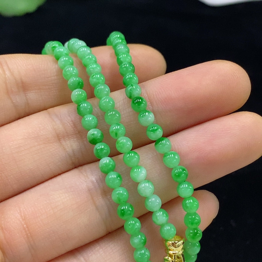 Jadeite Bead Necklace Approx. 3.7mm Total Weight Approx. 15.2g Non-Gold Clasp
