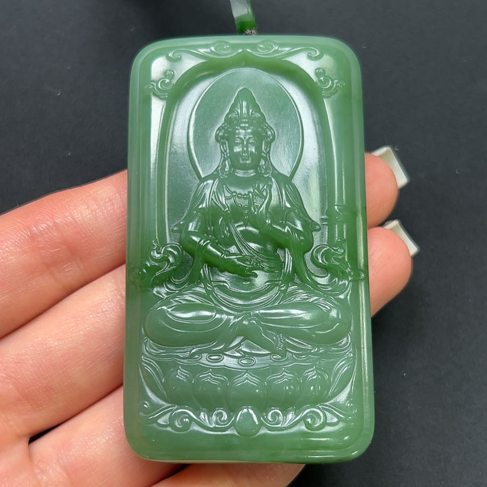 Hetian Jade Guanyin Pendant, Total Weight Approx. 79.31g, Including Rope