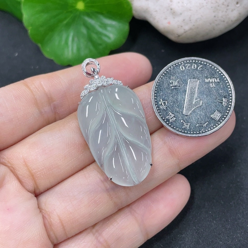 Jadeite Pendant with 18K Gold and Diamond Accents