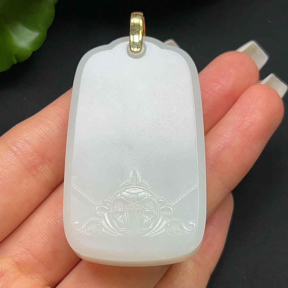 Hetian Jade Guanyin Pendant 18k Gold