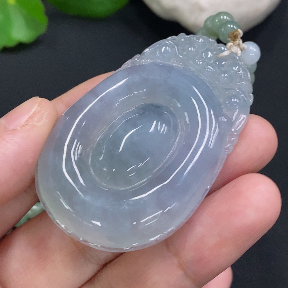 Jadeite Fortune Shell Pendant Total Weight Including Chain Approx. 52.7g