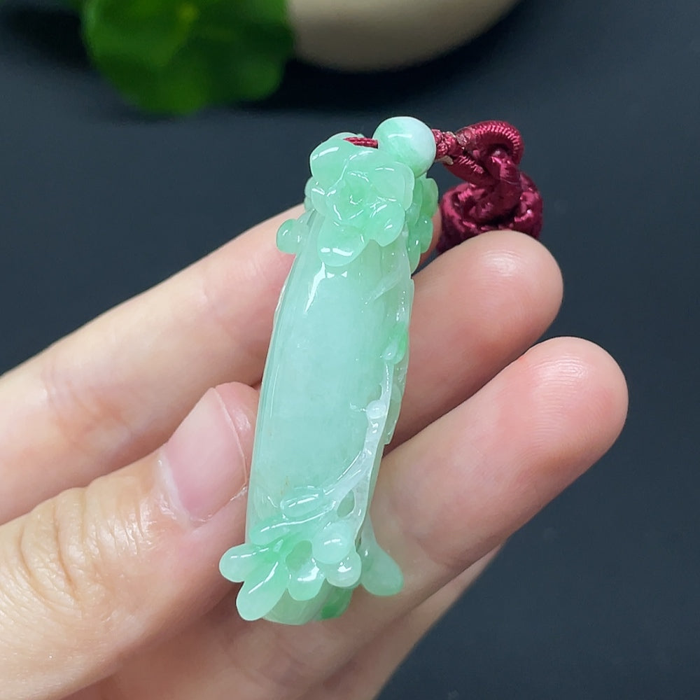 Jadeite Blossom of Wealth and Honor Pendant with Cord Total Weight Approx. 21.41g