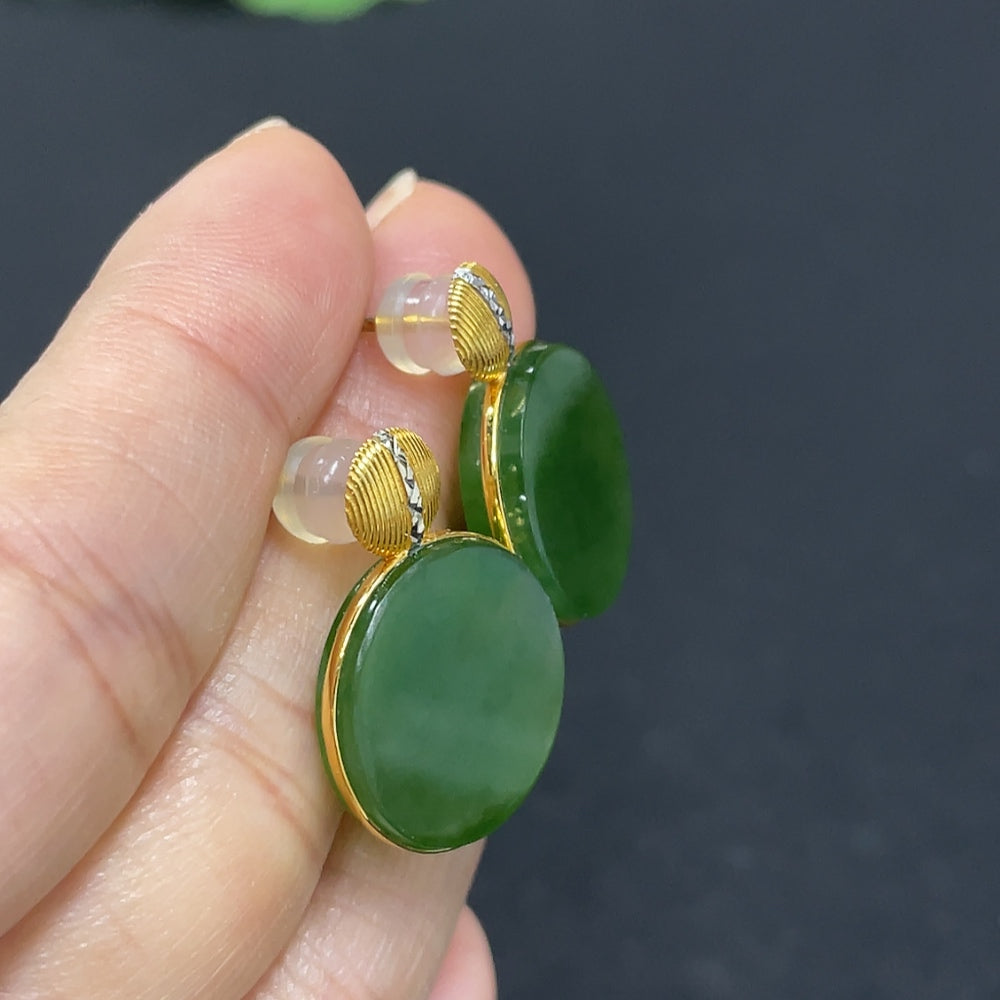 Hetian Jade Jasper Plain Pendant Earrings