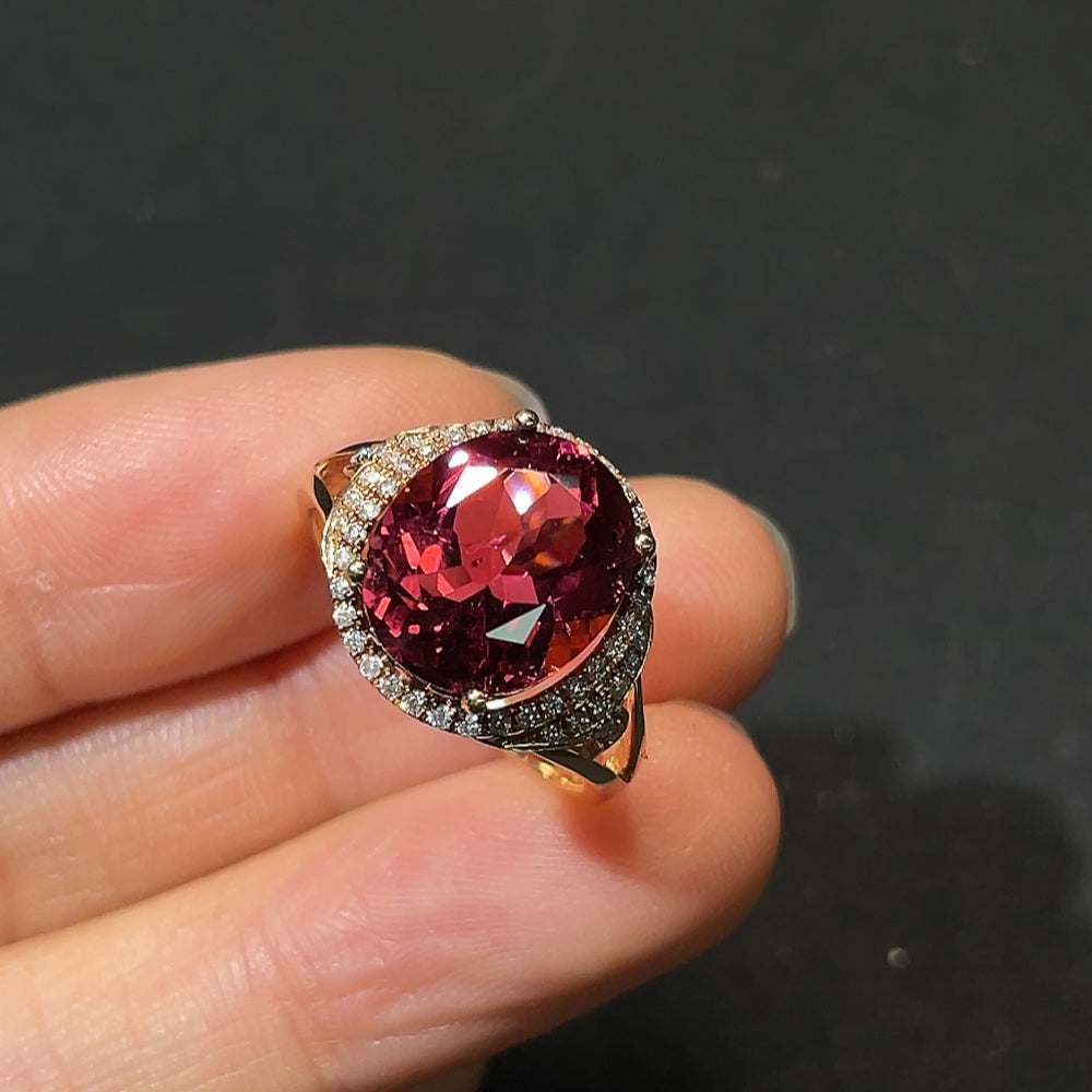 18K Gold Tourmaline Ring with Diamond Accents