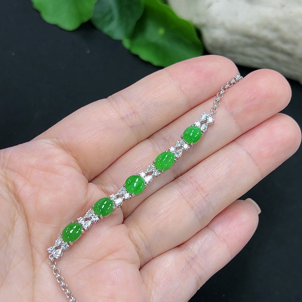 Jadeite Inlaid Bracelet 18K Gold (Non-Diamond)