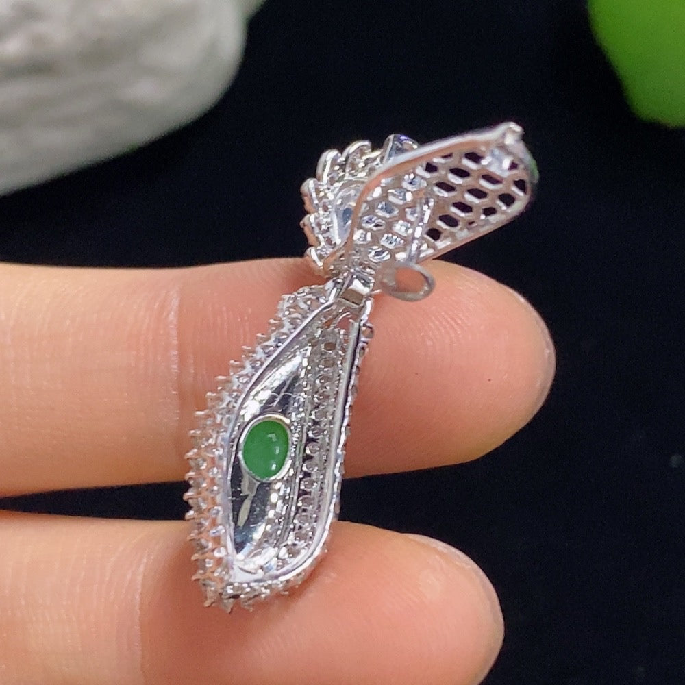 Jadeite Pendant with 18k Gold and Diamond Accents