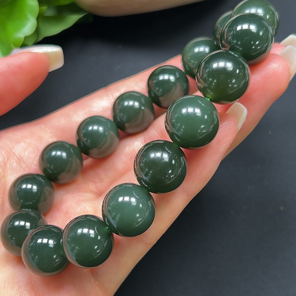 Hetian Jade Bracelet 13.9mm Approx. 69.02g