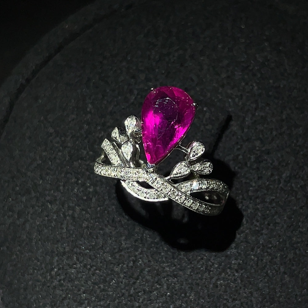 Tourmaline Ring with Diamond Accents, 18K Gold, Total Weight Approx. 3.19g, Size 10.5