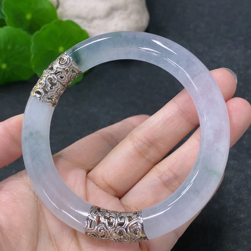 Jadeite Round Bangle 18K Gold Size 54.3 Total Weight Approx. 54.87g