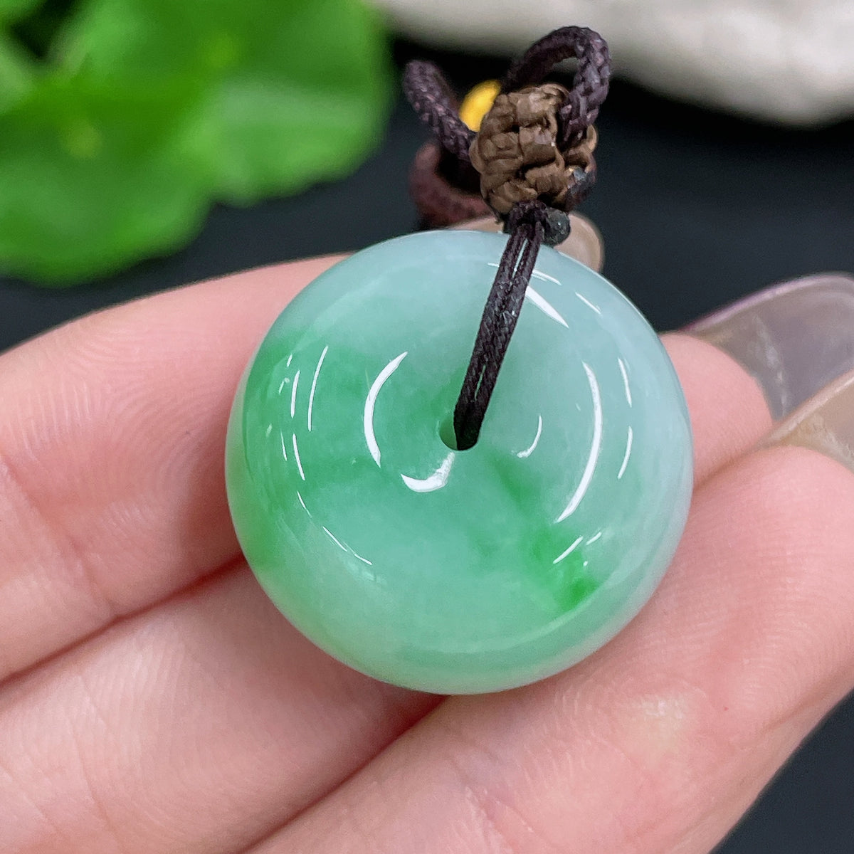 Jadeite Pendant Peace Knot with Cord