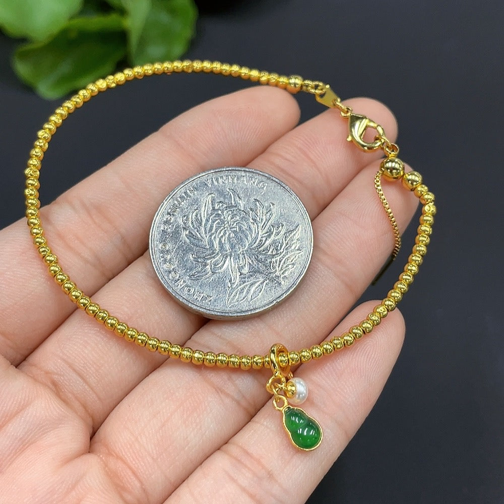 Jadeite Gourd Bracelet Small Round Beads Gold Content 99% Others Non-Gold Total Weight Approx. 2.23g