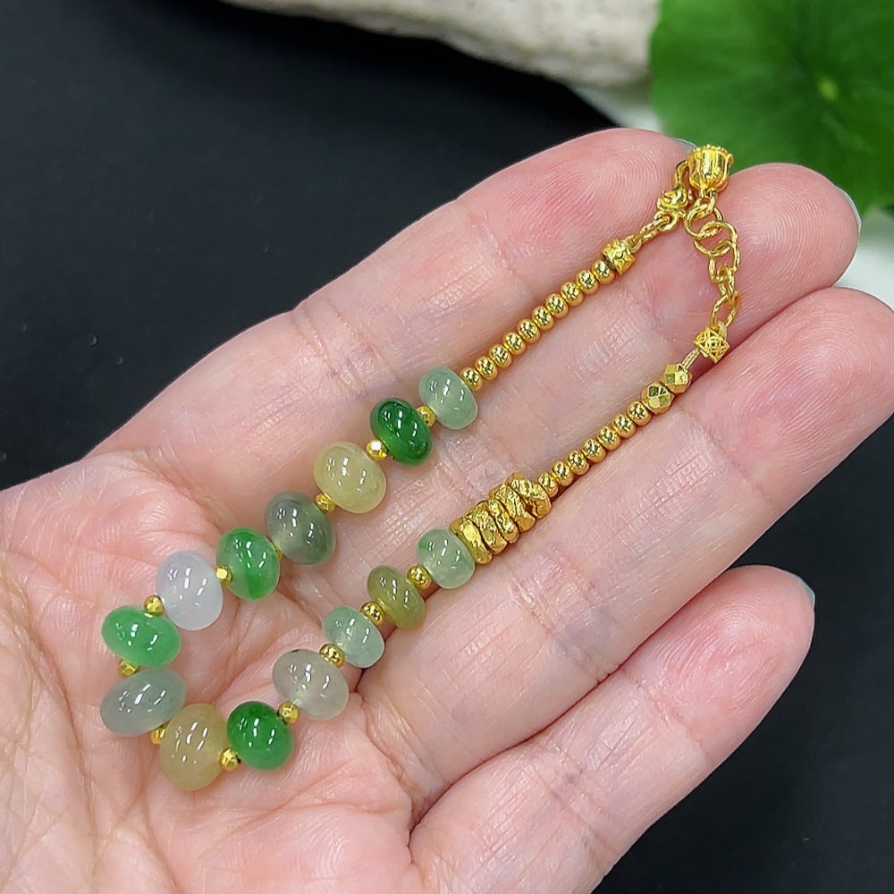 Jadeite Bracelet with Tested 99% Gold Setting