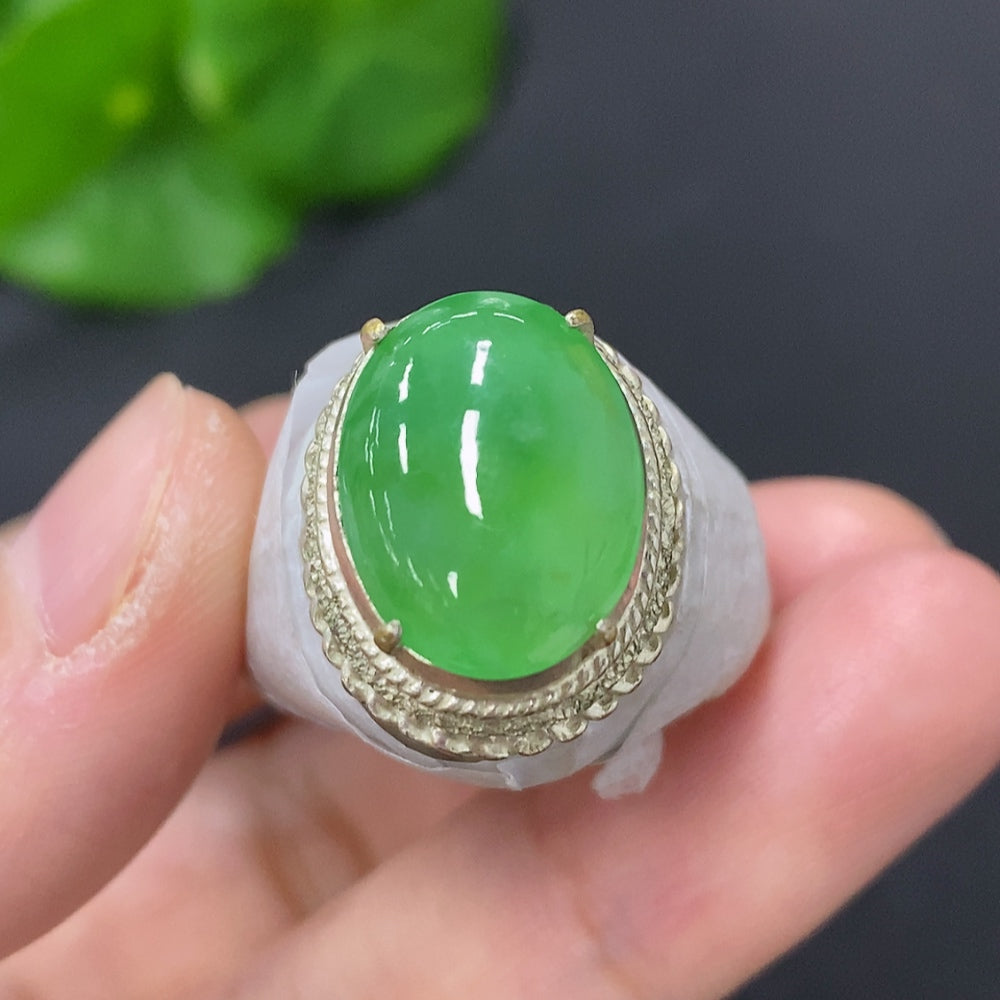 Jadeite cabochon, non-gold inlaid, total weight approx. 25.8g
