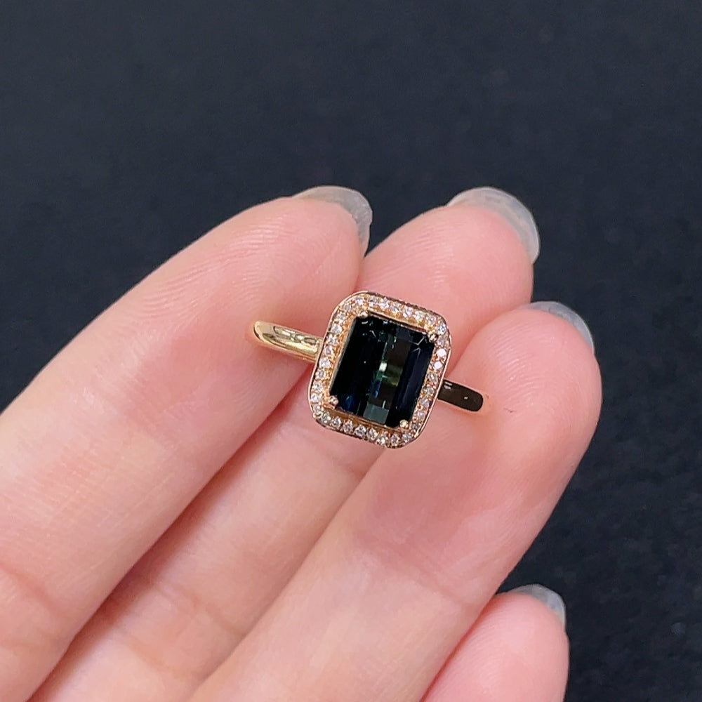 Tourmaline Ring 18k Gold with Diamond Accent