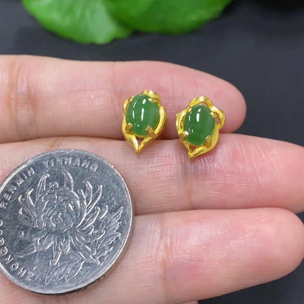 Jadeite Inlaid Earrings