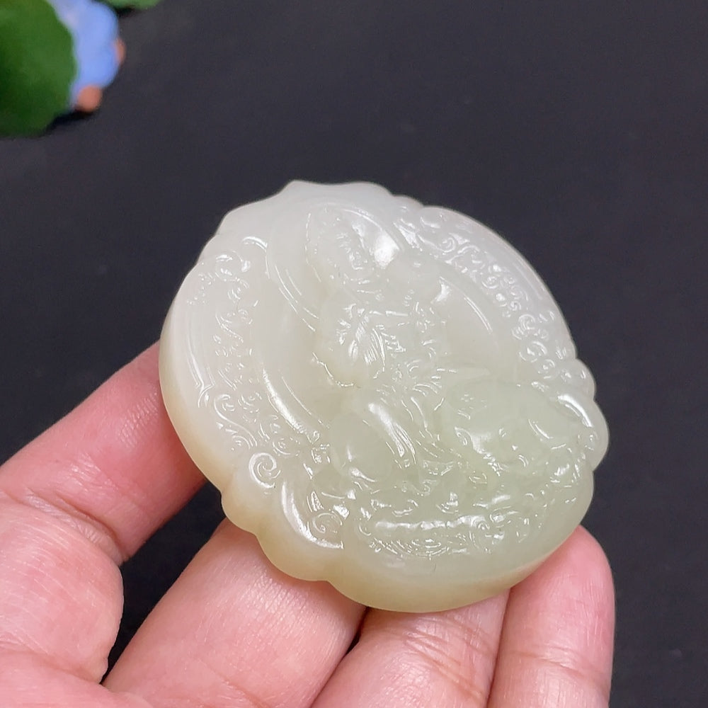 Hetian Jade Pendant Guanyin Total Weight About 56.2g