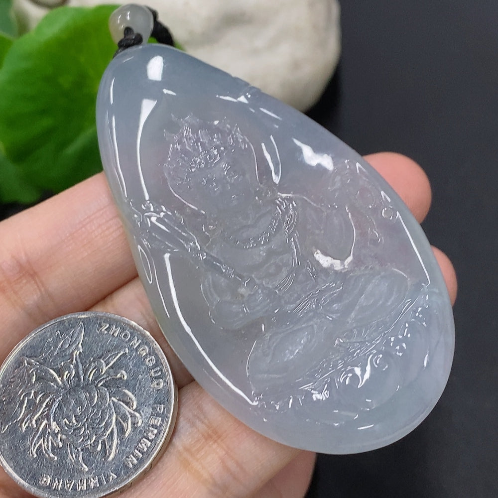 Jadeite Fudo Myoo Pendant with a total weight of approximately 35.1g including the rope (with collection certificate)