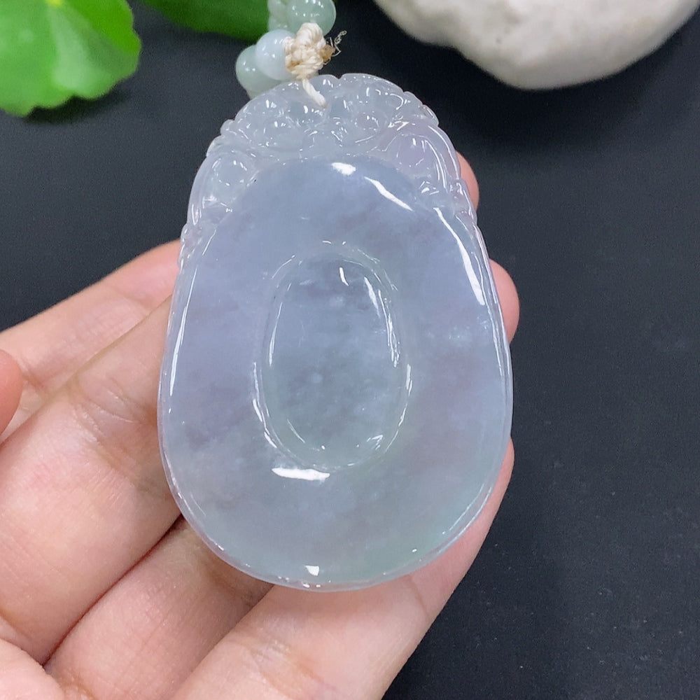 Jadeite Fortune Shell Pendant Total Weight Including Chain Approx. 52.7g