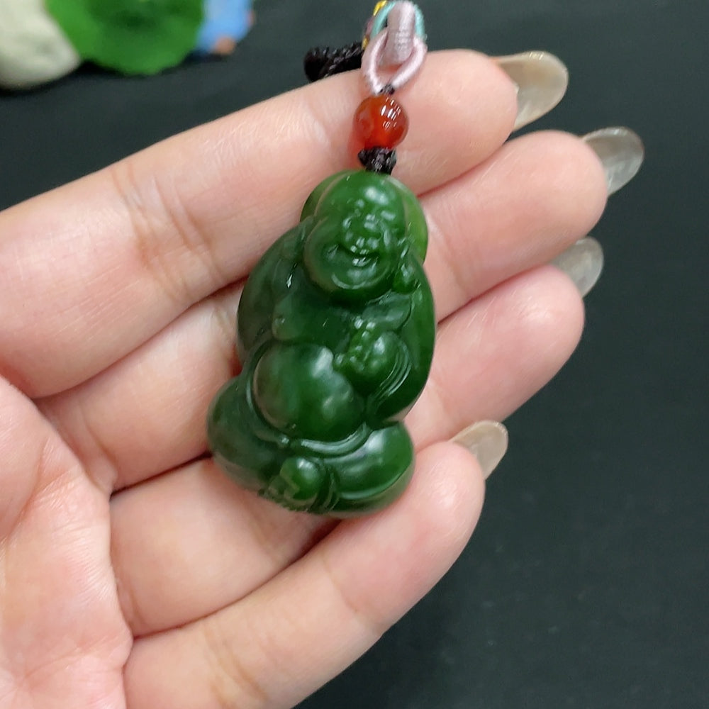 Hetian Jade Pendant Buddha Total Weight Approx. [with Rope] 23.4g