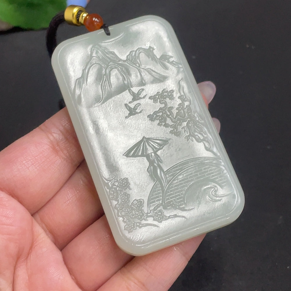 Hetian Jade Pendant Guanyin Total Weight [with rope] 78.9g