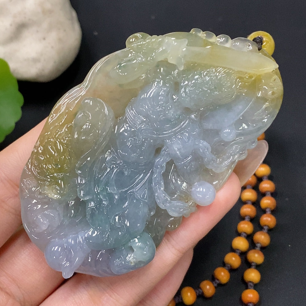 Jadeite Fudō Myōō Pendant