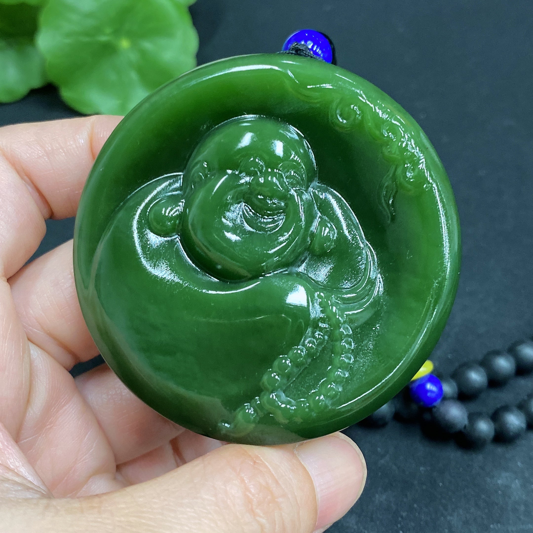 Hetian Jade Pendant - Buddha with Non-Hetian Jade Chain Total Weight Approx. 118.4g (Incl. Chain)