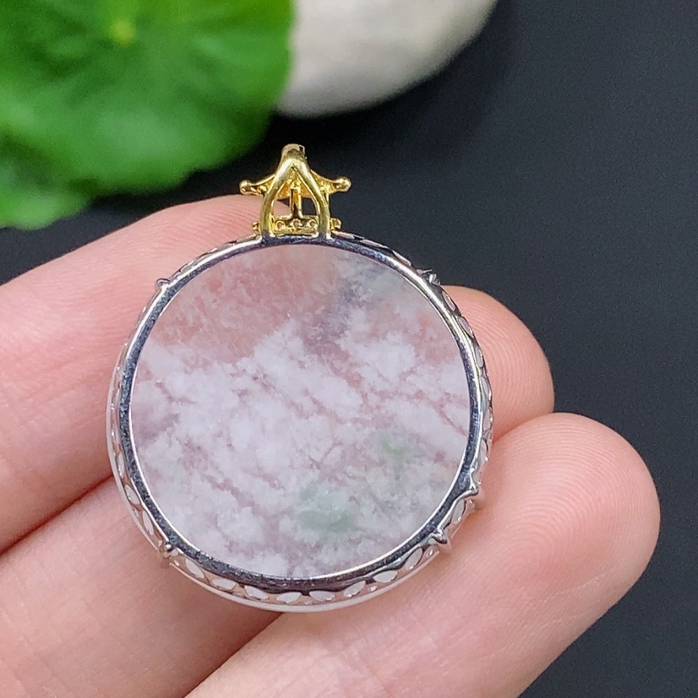 Jadeite Plain Pendant 18k Gold Total Weight Approx. 3.6g