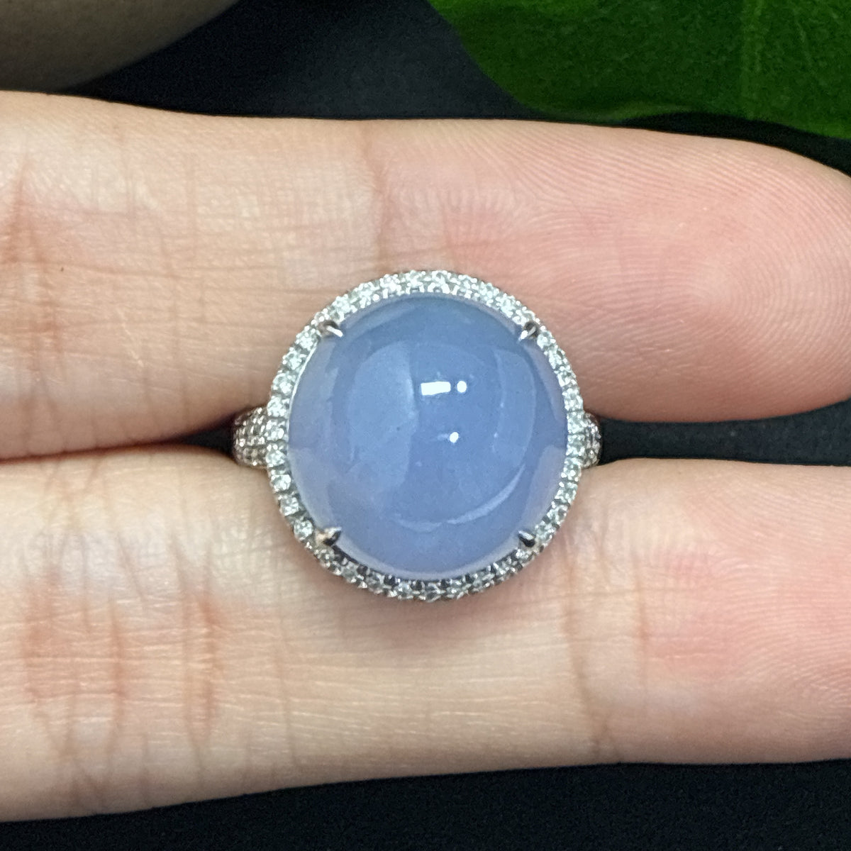 Jadeite and Diamond 18K Cabochon Ring