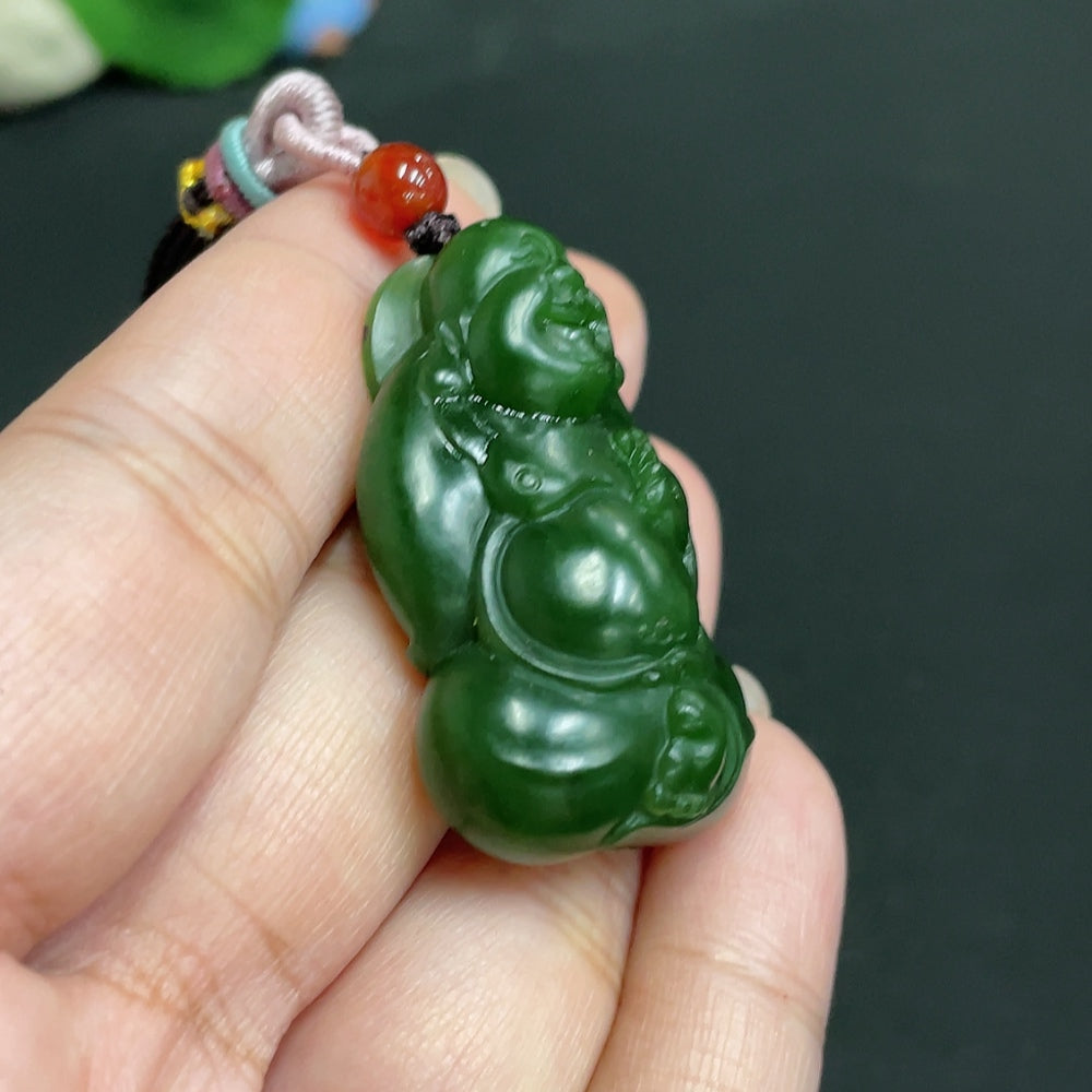 Hetian Jade Pendant Buddha Total Weight Approx. [with Rope] 23.4g
