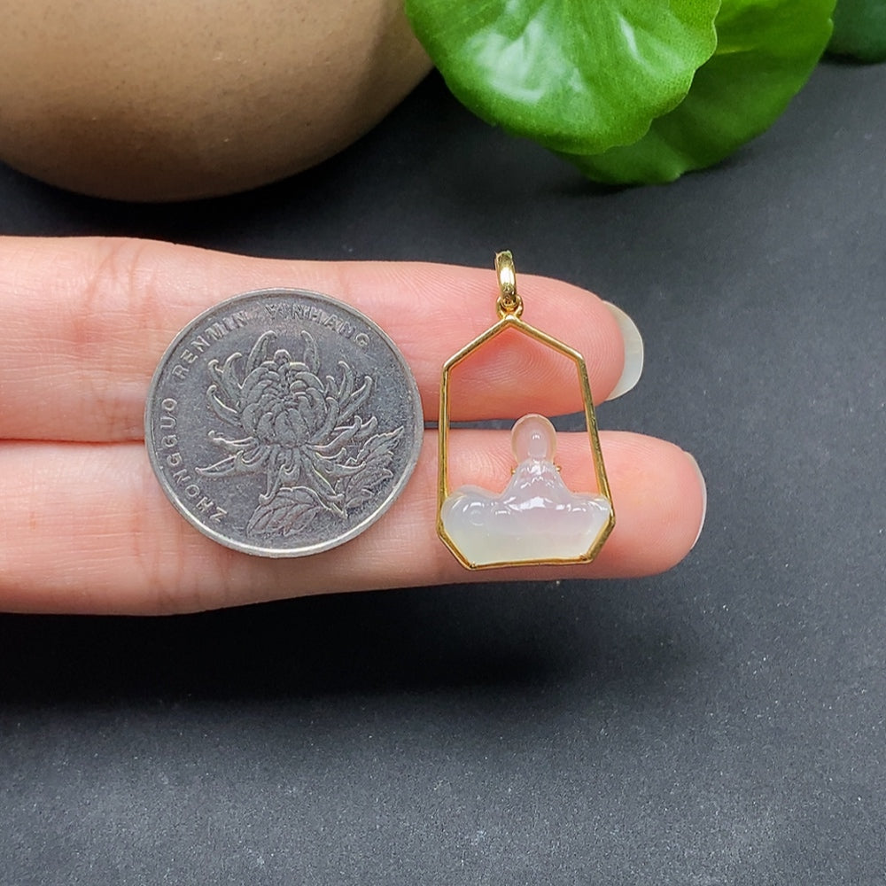 Jadeite Inlaid Pendant Formless Buddha 18k