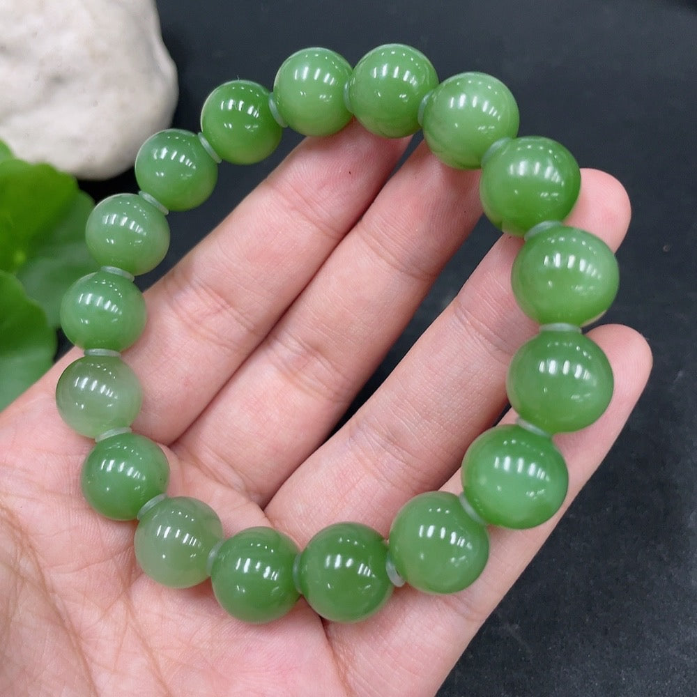 Hetian Jade Bracelet, about 11.6mm, Total Weight about 45.8g