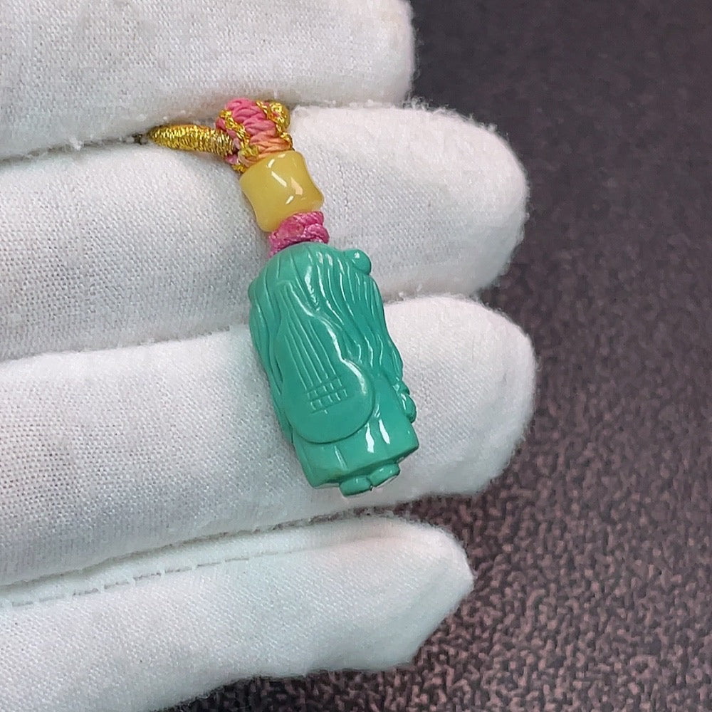 Turquoise Pendant (Color Origin Undetermined) Total Weight Approx. 5.94g (Including String)