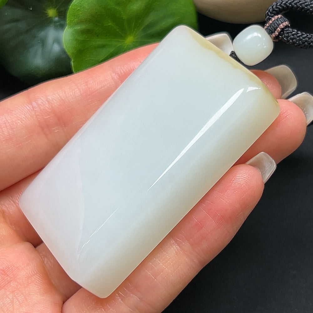 Hetian Jade Plain Pendant with Rope