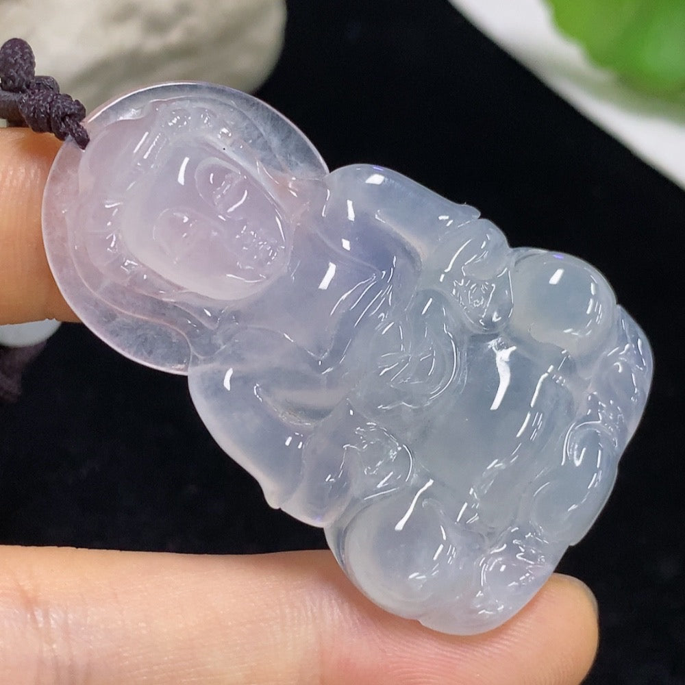 Jadeite Guanyin Pendant Total Weight Approx. 17.28g (Including Cord Weight) With Non-Grade A Beads