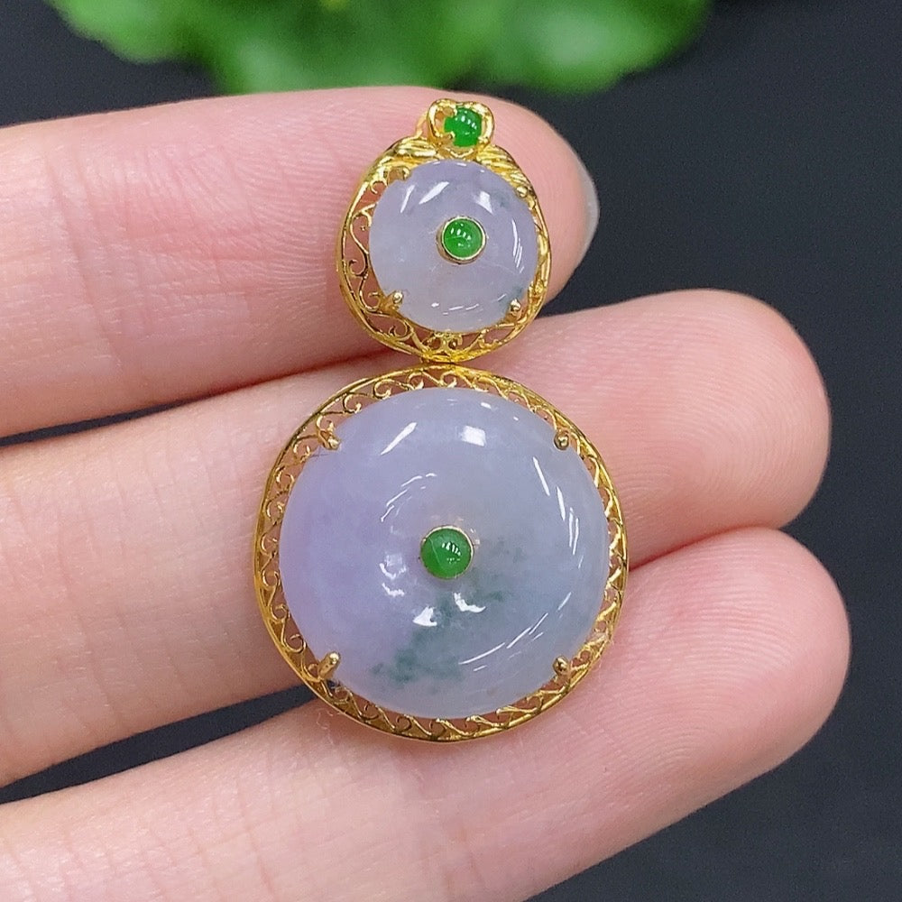 Jadeite Peace Buckle 18k Gold Total Weight Approx. 3.1g