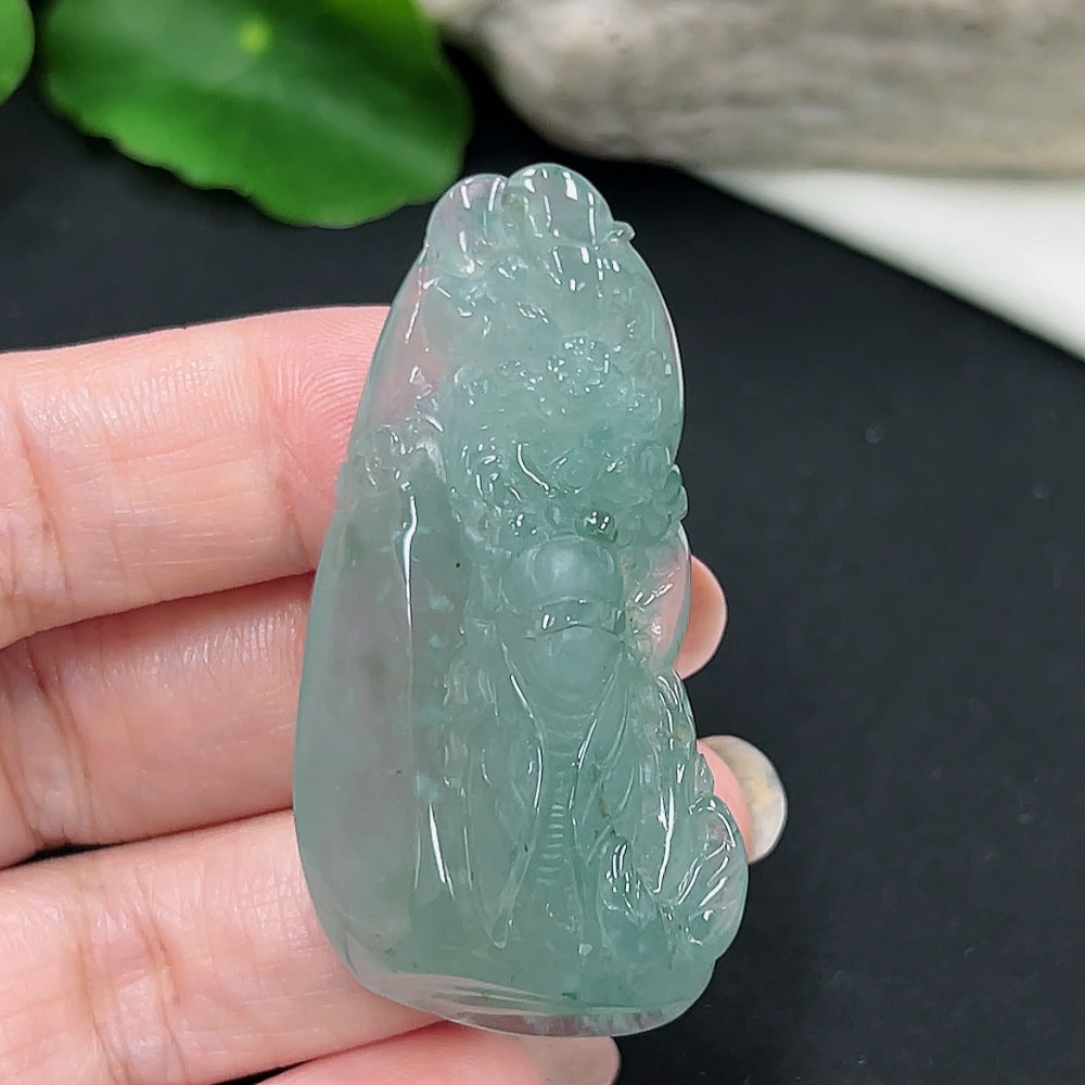 Jadeite A Startling Debut Pendant from HKHQ, featuring a polished jade pendant with intricate design, weighing approximately 23g.