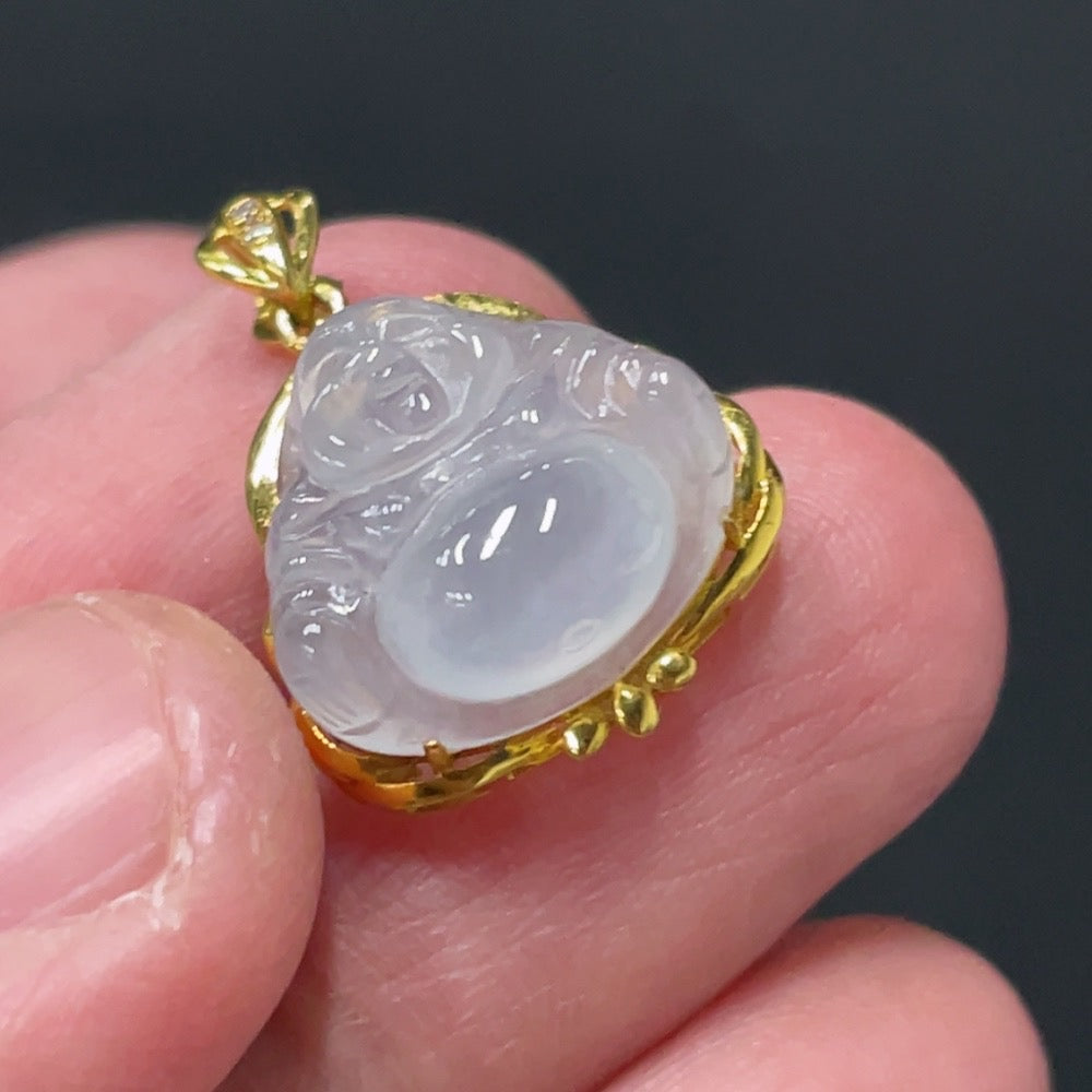 JadeiteBuddha Pendant with 18K Gold Setting, Total Weight Approx. 1.78g
