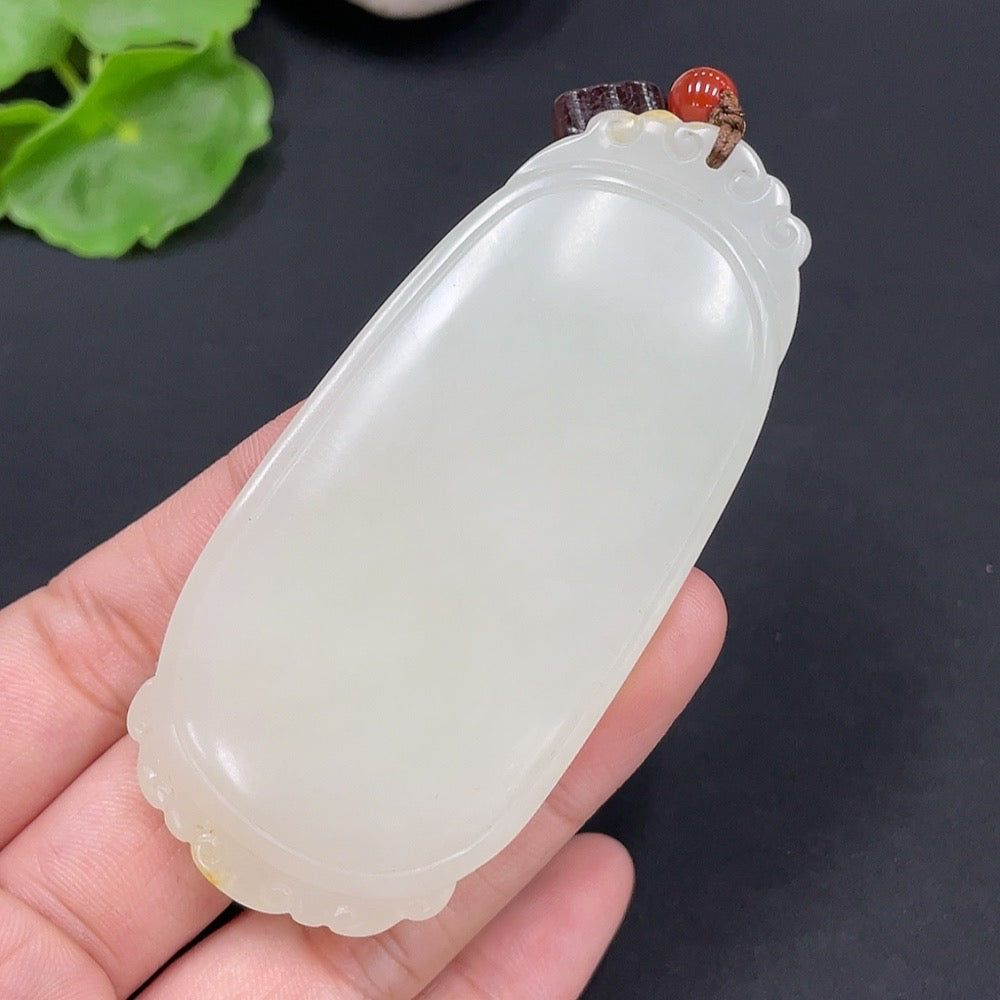 Hetian Jade Pendant Plain Pendant Undetermined Skin Color Formation Total Weight Approx. (Incl. Cord) 58g