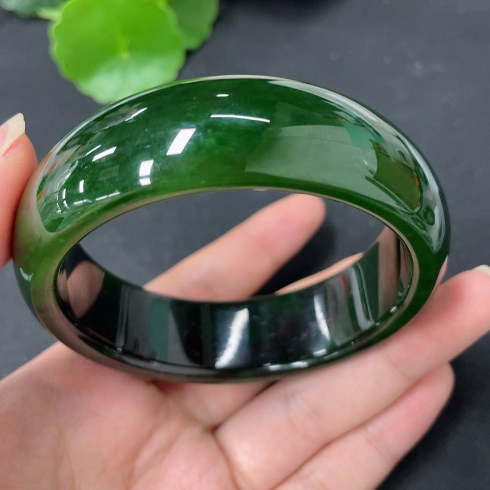 Hetian Jade Green Jade Round Bracelet
