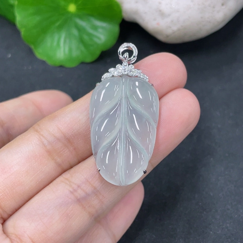 Jadeite Pendant with 18K Gold and Diamond Accents