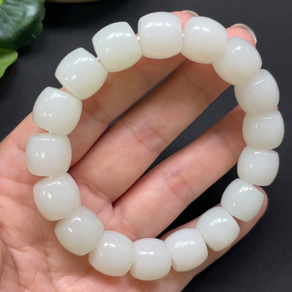 Hetian Jade Bracelet 12.9mm Approx. 64.42g