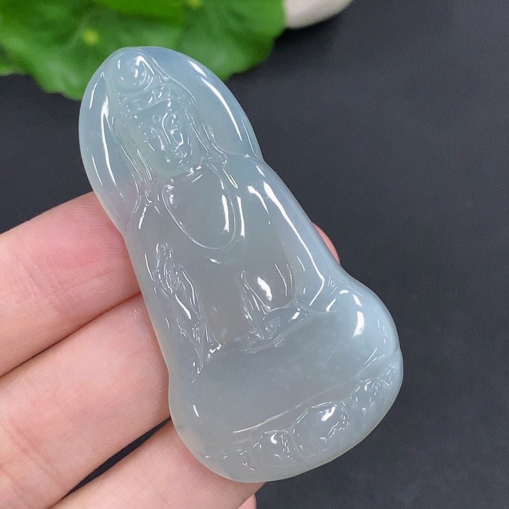Jadeite Guanyin Pendant Total Weight Approximately 19.5g