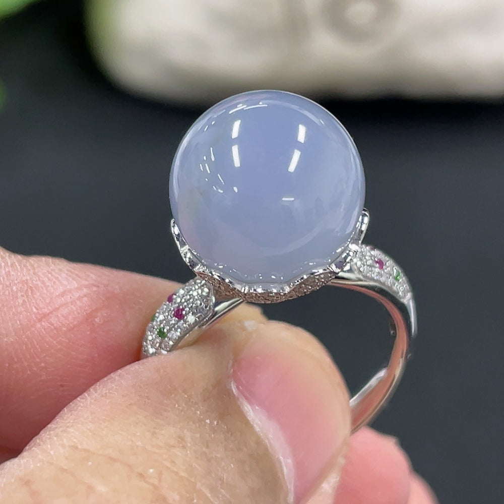 Jadeite Bezel Ring in 18K Gold, Approx. 7g with Diamond Accents (Colorless)