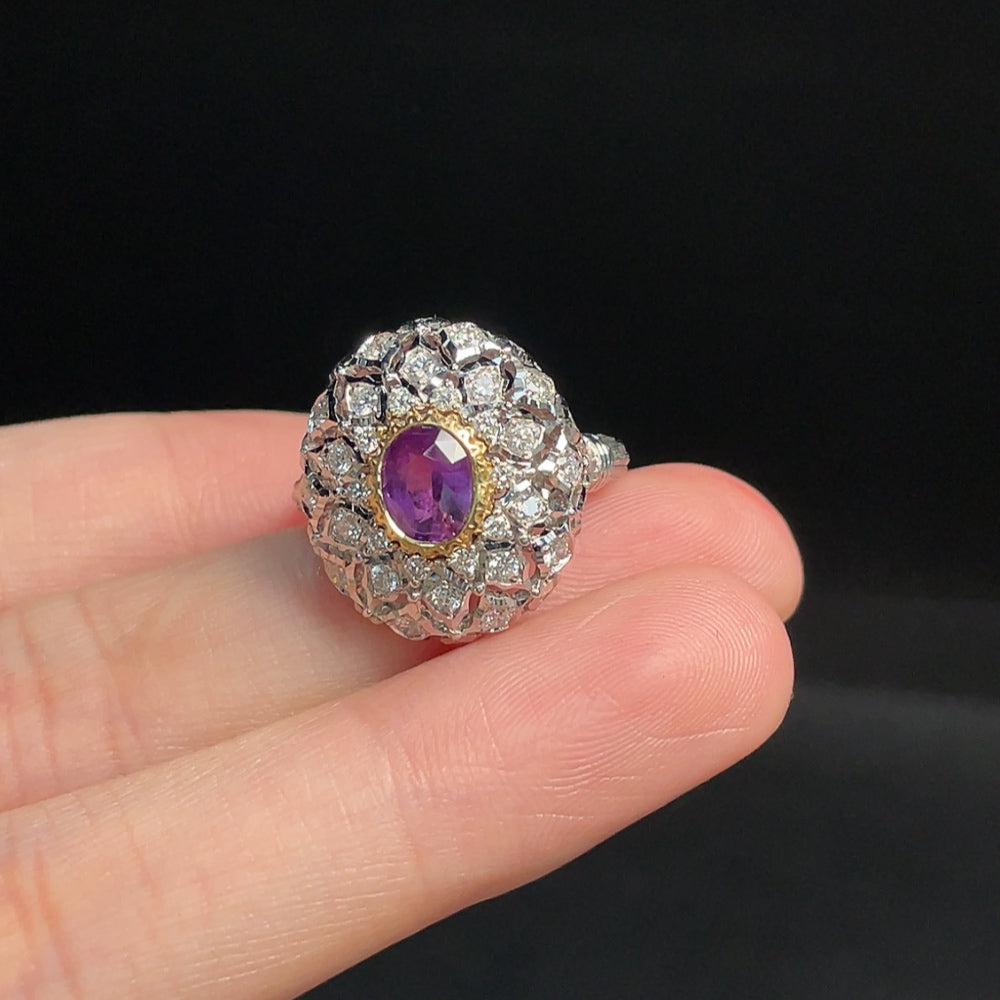 18K Sapphire Ring with Diamond Accents