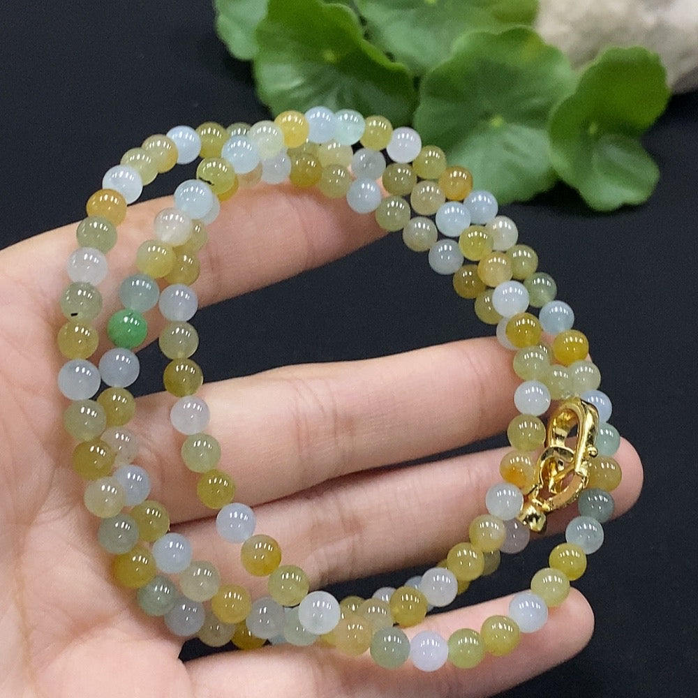 Jadeite Bead Necklace Non-Gold Total Weight Approx. 30.18g Size About 5.1mm