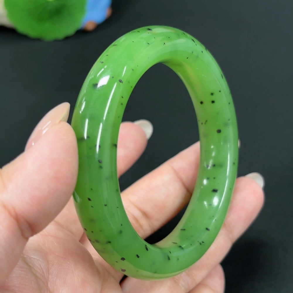 Hetian Jade Green Jade Round Bracelet